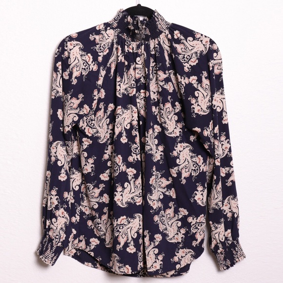 Nordstrom Tops - Leith High Ruffled Neck Floral Blouse